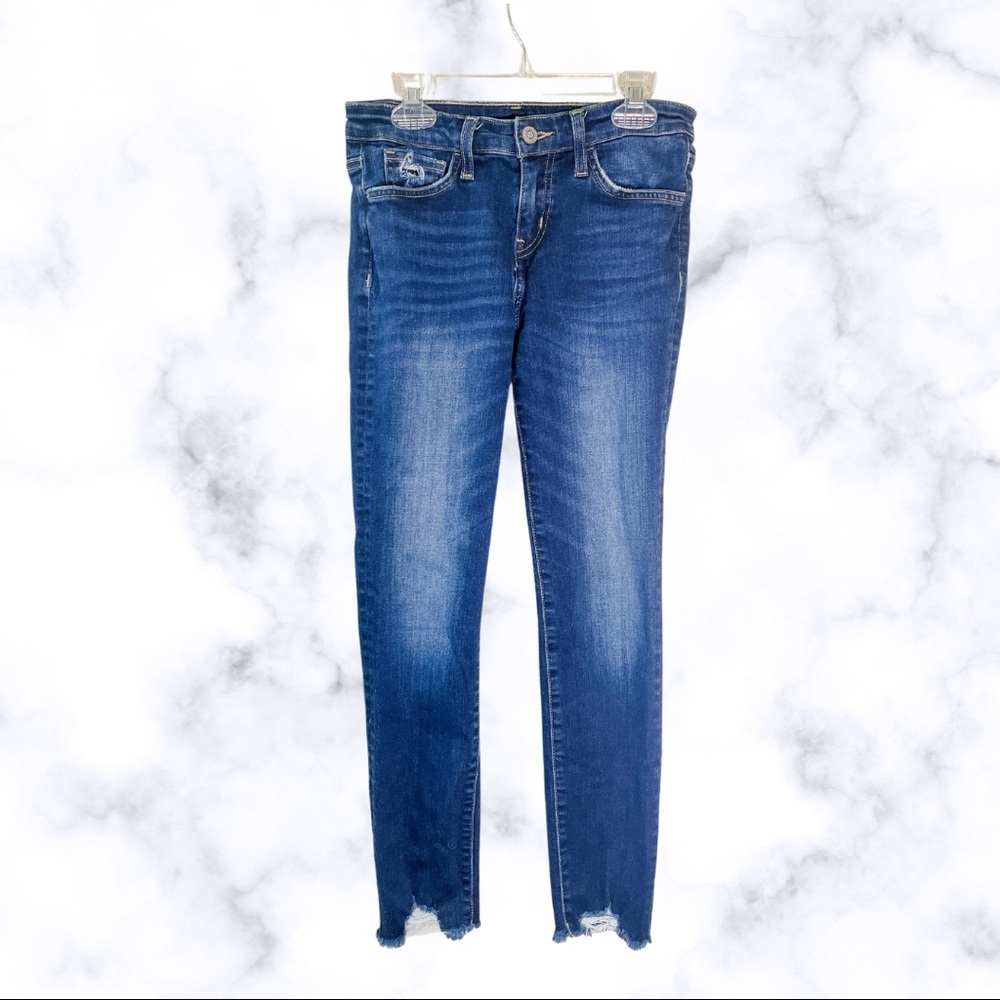 Bridge By Gly Mid Rise Ankle Skinny Distressed Bottom Jeans